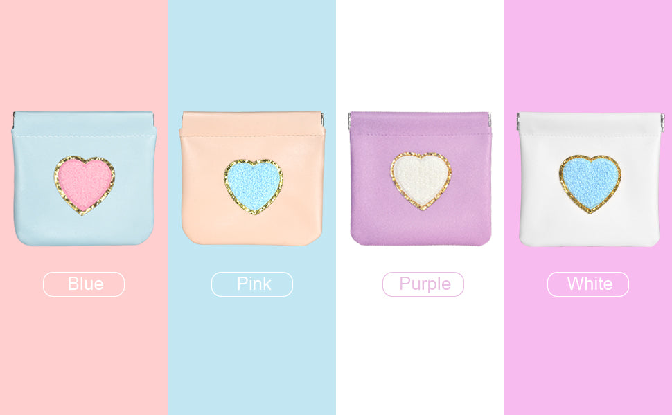 BYXEPA Coin Purse 2 Pack Change Purses Small PU Leather Cosmetic Bag Pocket Heart Makeup Organizer Cute Portable Waterproof Jewelry Travel Case for Girls Kids