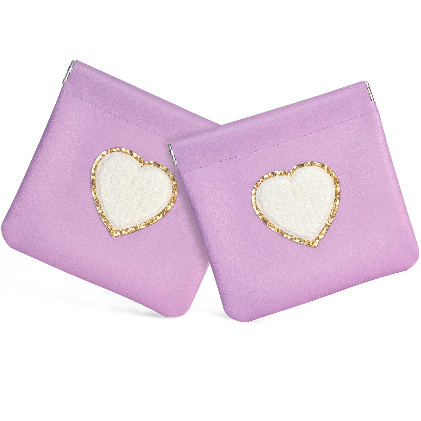 BYXEPA Coin Purse 2 Pack Change Purses Small PU Leather Cosmetic Bag Pocket Heart Makeup Organizer Cute Portable Waterproof Jewelry Travel Case for Girls Kids