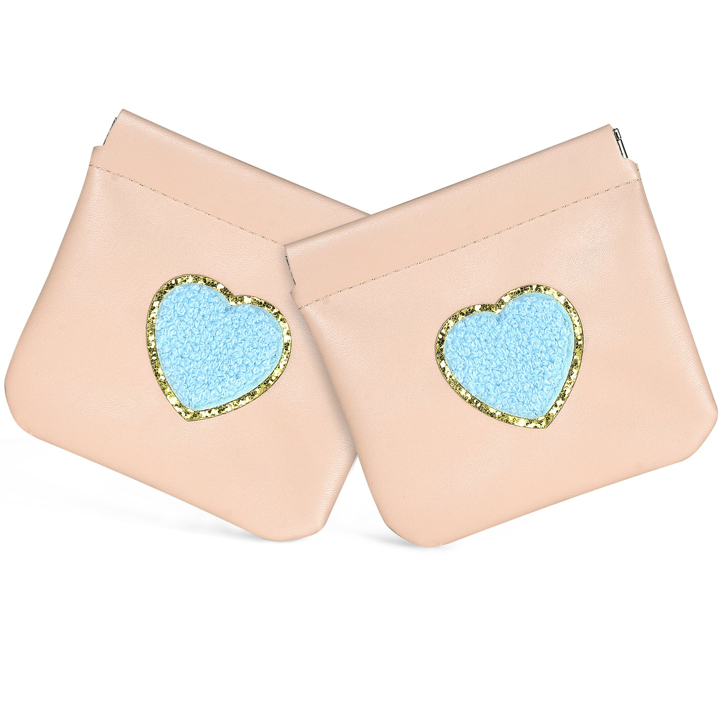 BYXEPA Coin Purse 2 Pack Change Purses Small PU Leather Cosmetic Bag Pocket Heart Makeup Organizer Cute Portable Waterproof Jewelry Travel Case for Girls Kids
