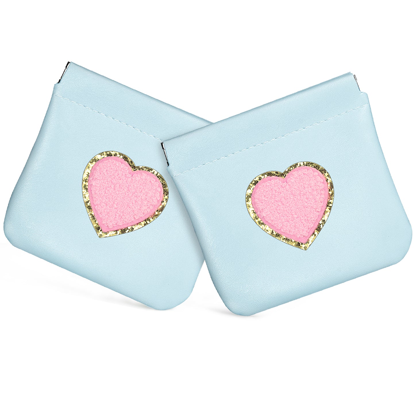 BYXEPA Coin Purse 2 Pack Change Purses Small PU Leather Cosmetic Bag Pocket Heart Makeup Organizer Cute Portable Waterproof Jewelry Travel Case for Girls Kids