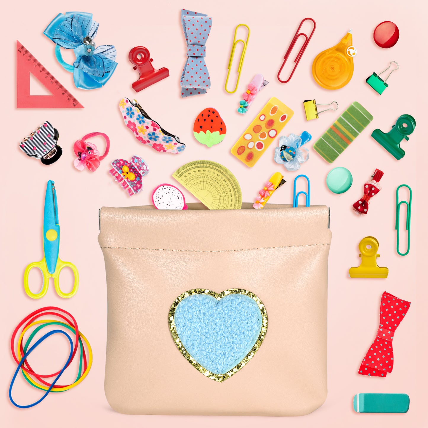 BYXEPA Coin Purse 2 Pack Change Purses Small PU Leather Cosmetic Bag Pocket Heart Makeup Organizer Cute Portable Waterproof Jewelry Travel Case for Girls Kids