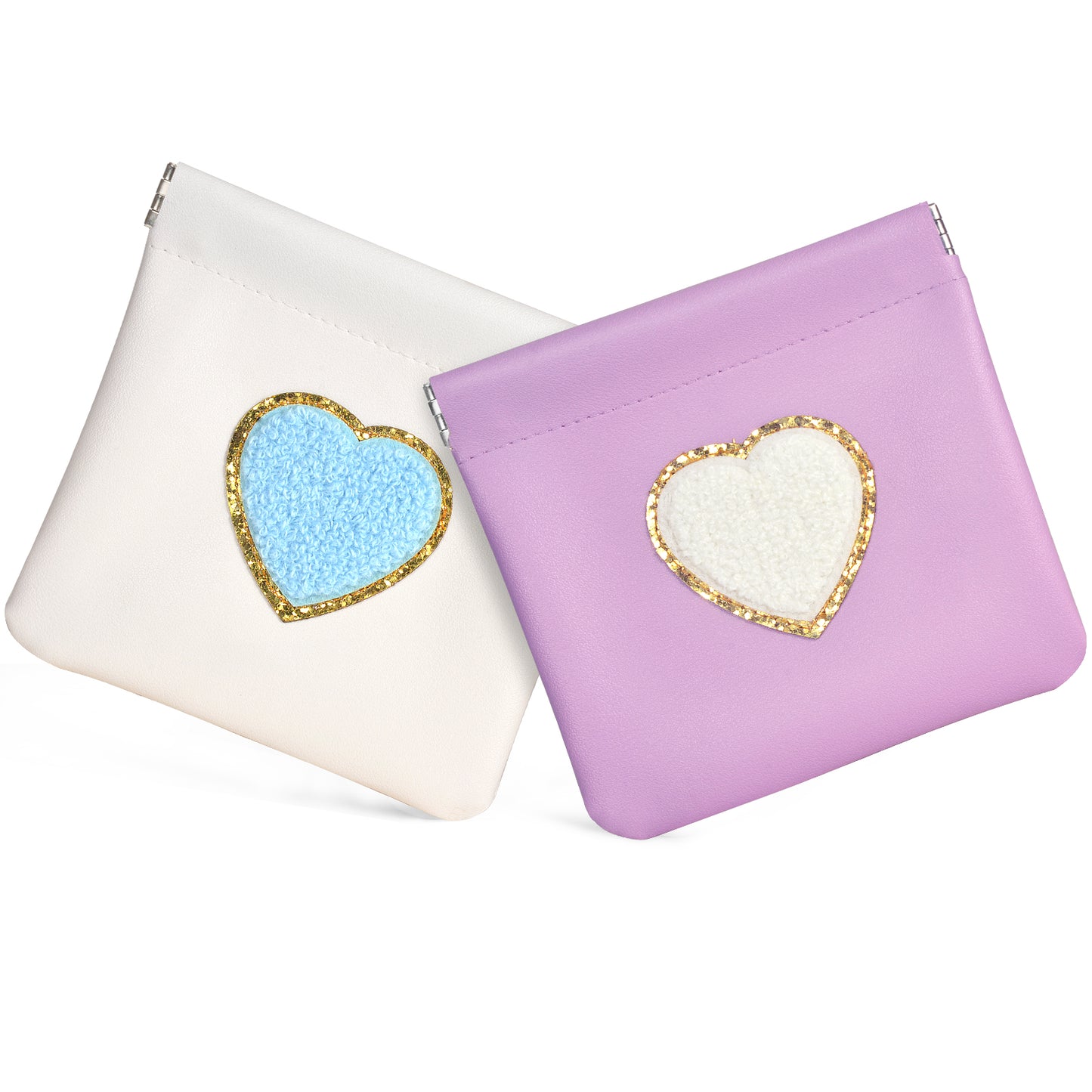 BYXEPA Coin Purse 2 Pack Change Purses Small PU Leather Cosmetic Bag Pocket Heart Makeup Organizer Cute Portable Waterproof Jewelry Travel Case for Girls Kids