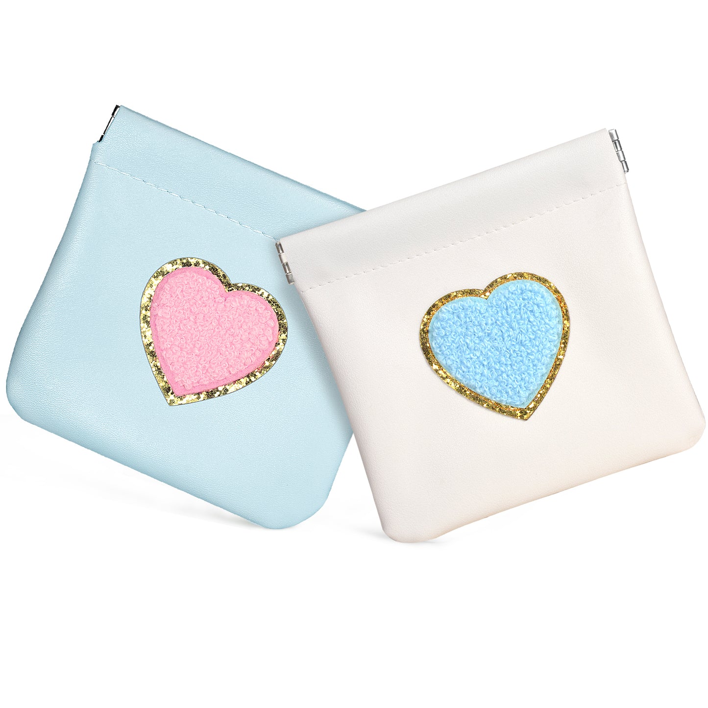 BYXEPA Coin Purse 2 Pack Change Purses Small PU Leather Cosmetic Bag Pocket Heart Makeup Organizer Cute Portable Waterproof Jewelry Travel Case for Girls Kids