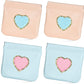 BYXEPA Coin Purse 4 Pack Change Purses Small PU Leather Cosmetic Bag Pocket Heart Makeup Organizer Cute Portable Waterproof Jewelry Travel Case for Girls Kids (2 Pink + 2 Blue)