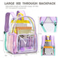 BYXEPA Clear Backpack Heavy Duty, 17in TPU Transparent Backpacks Large Capacity, Clear Book Bag for Teen Girls Women Kid to Elementary Middle School College Travel Security - Lavender