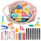 BYXEPA 2 Pack Preppy Makeup Bag PU Leather Heart SKIN Roomy Aesthetic Make Up Bag Travel Waterproof Pouch Gift Cute Accessories