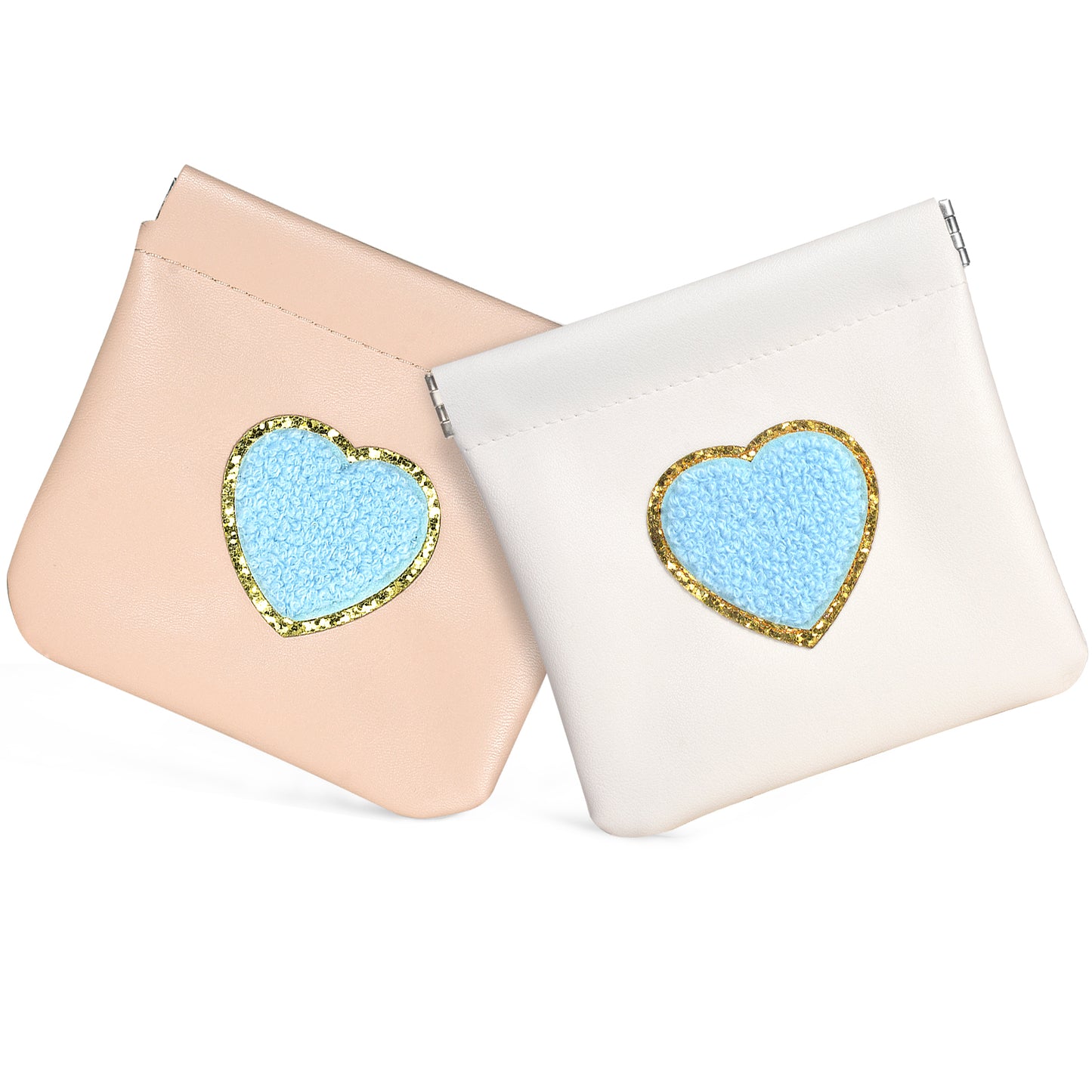 BYXEPA Coin Purse 2 Pack Change Purses Small PU Leather Cosmetic Bag Pocket Heart Makeup Organizer Cute Portable Waterproof Jewelry Travel Case for Girls Kids
