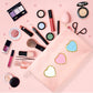 BYXEPA 2 Pack Preppy Makeup Bag PU Leather Heart SKIN Roomy Aesthetic Make Up Bag Travel Waterproof Pouch Gift Cute Accessories