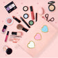 BYXEPA Preppy Heart Makeup Bag with Pocket Cosmetic Bag Waterproof Pink Make up Travel Accessories Case Kids Portable Storage for Teen Girls Gift