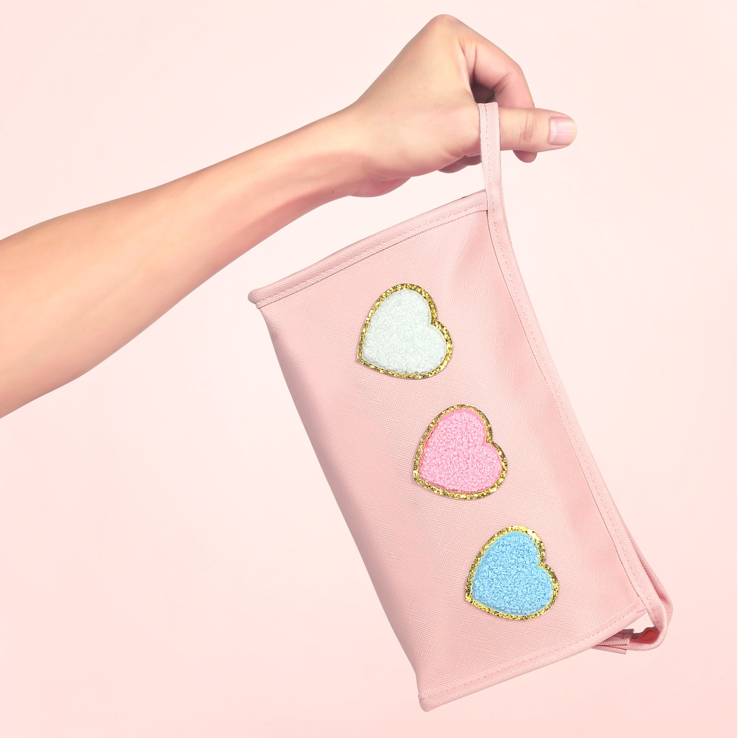 BYXEPA 2 Pack Preppy Makeup Bag PU Leather Heart SKIN Roomy Aesthetic Make Up Bag Travel Waterproof Pouch Gift Cute Accessories