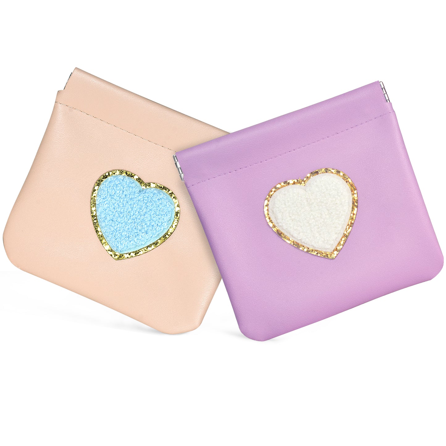BYXEPA Coin Purse 2 Pack Change Purses Small PU Leather Cosmetic Bag Pocket Heart Makeup Organizer Cute Portable Waterproof Jewelry Travel Case for Girls Kids