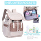 Diaper Bag Backpack with Velcro Interlayer USB Changing Mat Stroller Straps - Baby Registry Search Newborn Shower Gifts Waterproof Baby Nappy Bag Stylish Travel Casual Back Pack Mom 12L*7W*17H Latte
