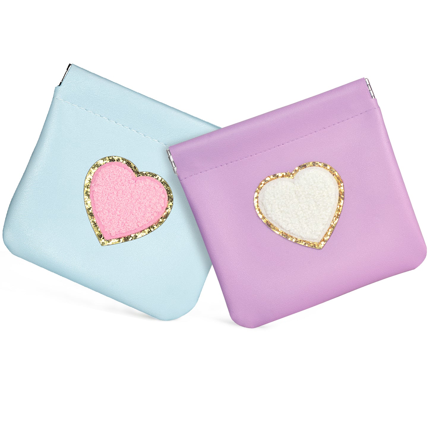 BYXEPA Coin Purse 2 Pack Change Purses Small PU Leather Cosmetic Bag Pocket Heart Makeup Organizer Cute Portable Waterproof Jewelry Travel Case for Girls Kids